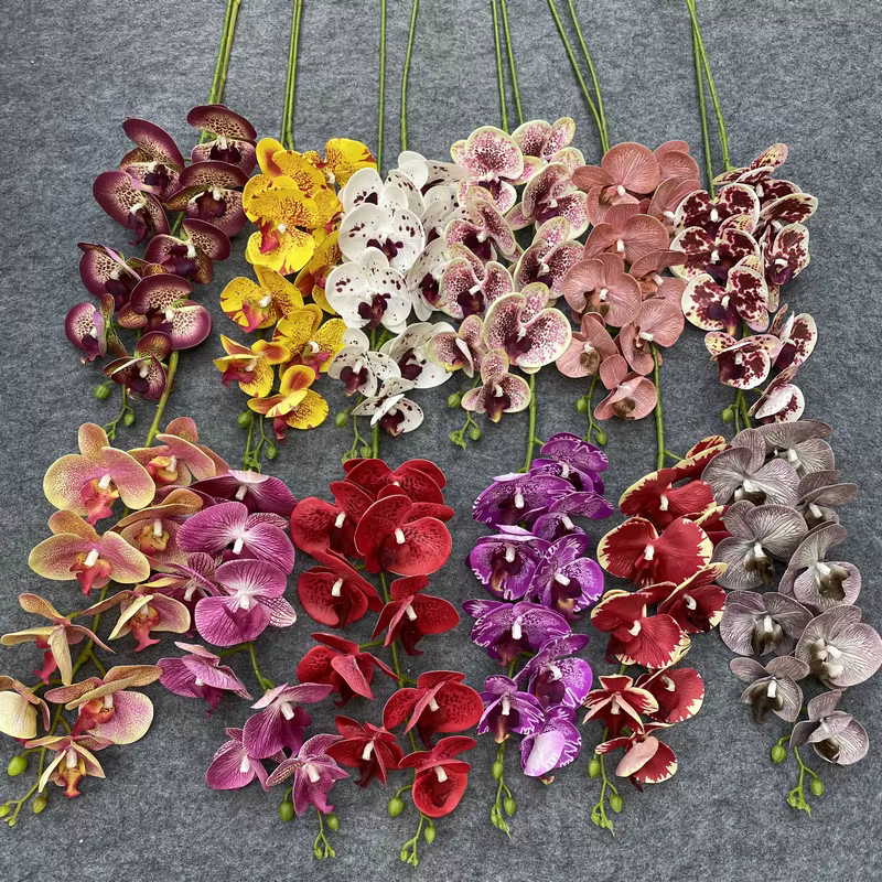 Nouvelle fleur artificielle 9 têtes orchidée papillon longue branche pour salon décor de mariage Table d'hôtel vraie touche faux Floral
