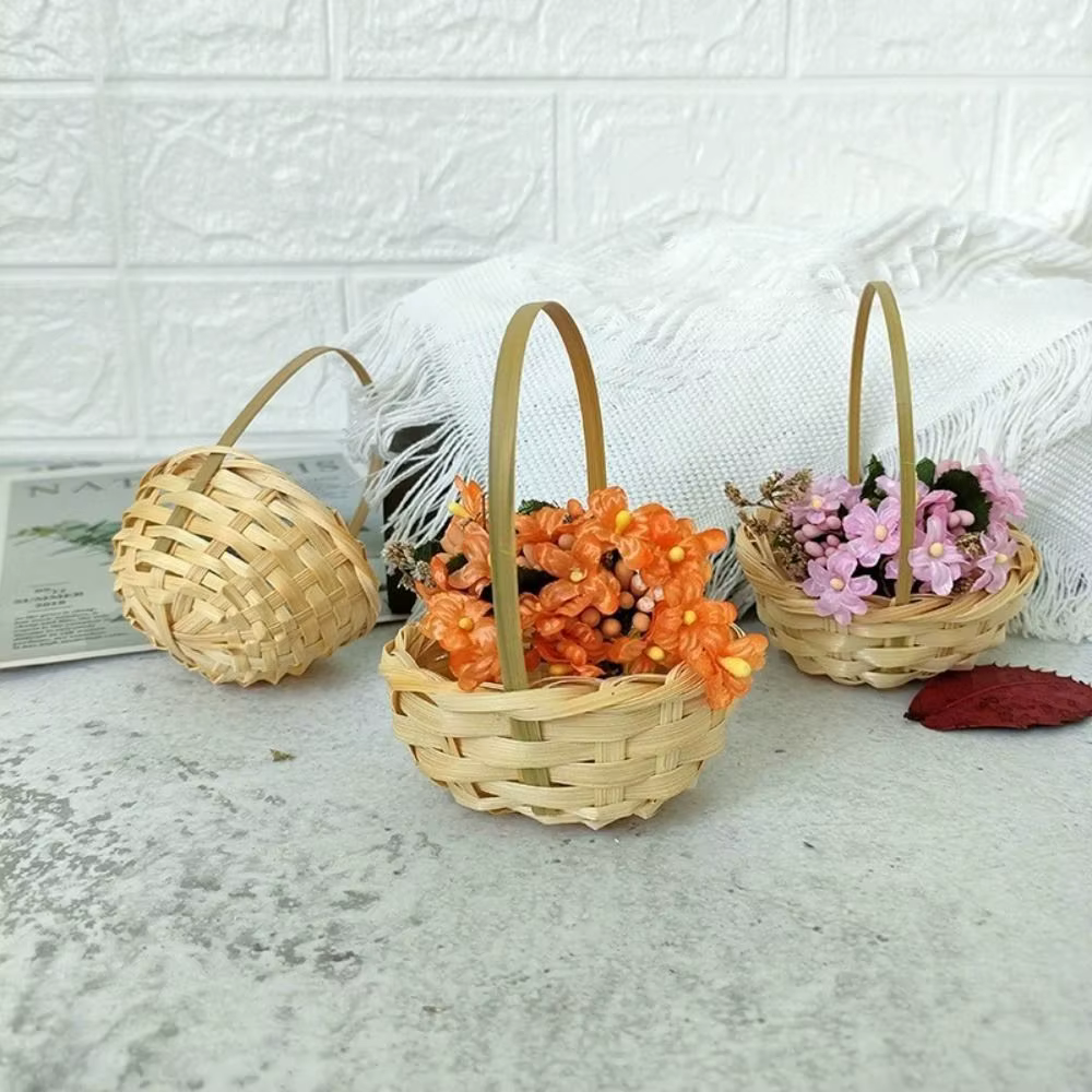 Mini paniers à fleurs tressés avec poignée