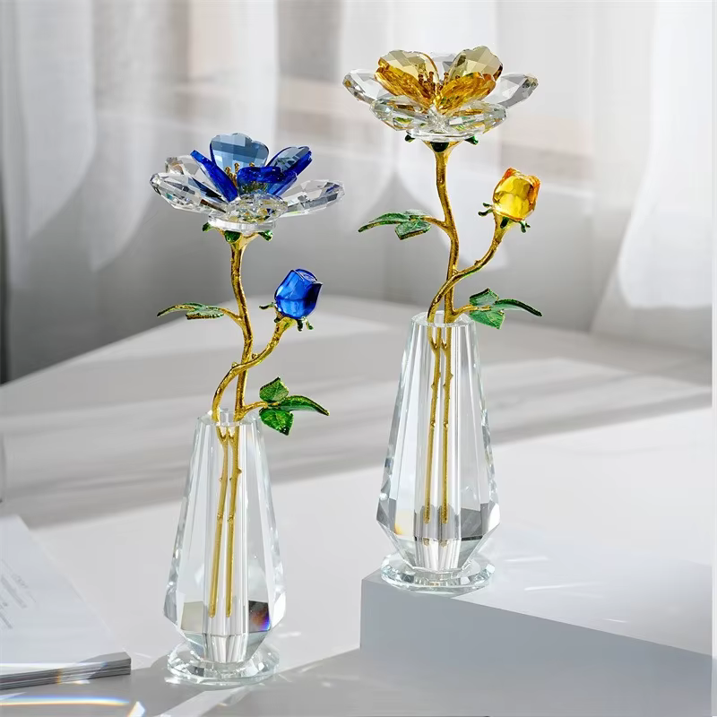 Cadeaux de fleurs de pivoine en cristal pour femmes