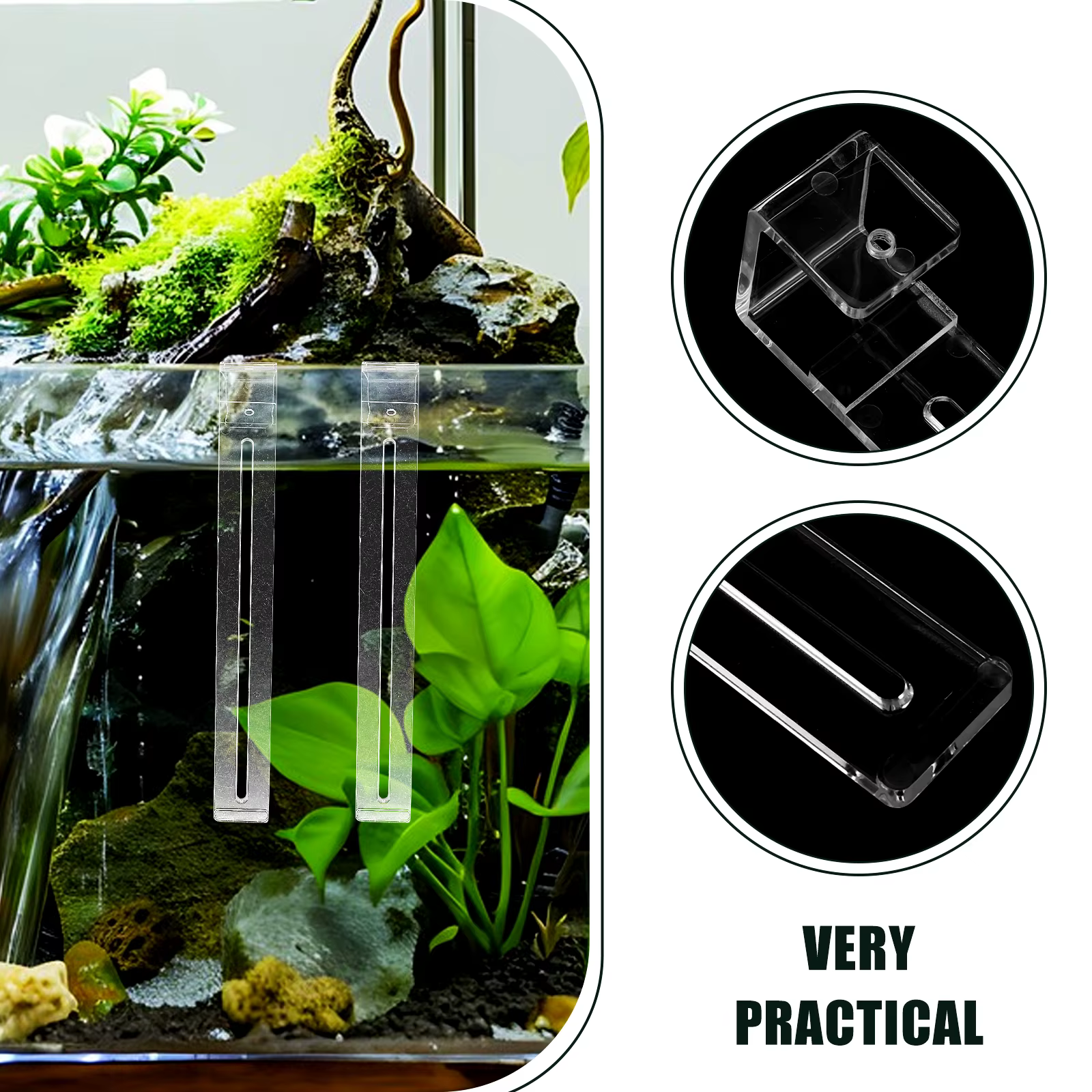 Crochets d'aquarium transparents réglables, plate-forme de se prélasser polyvalente pour tortues, ensemble d'accessoires pour Aquarium Tropical, 2 pièces