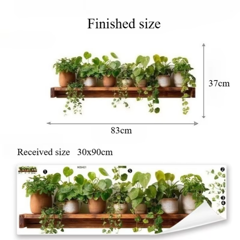 Autocollants muraux en forme de feuilles d'aneth de vigne verte