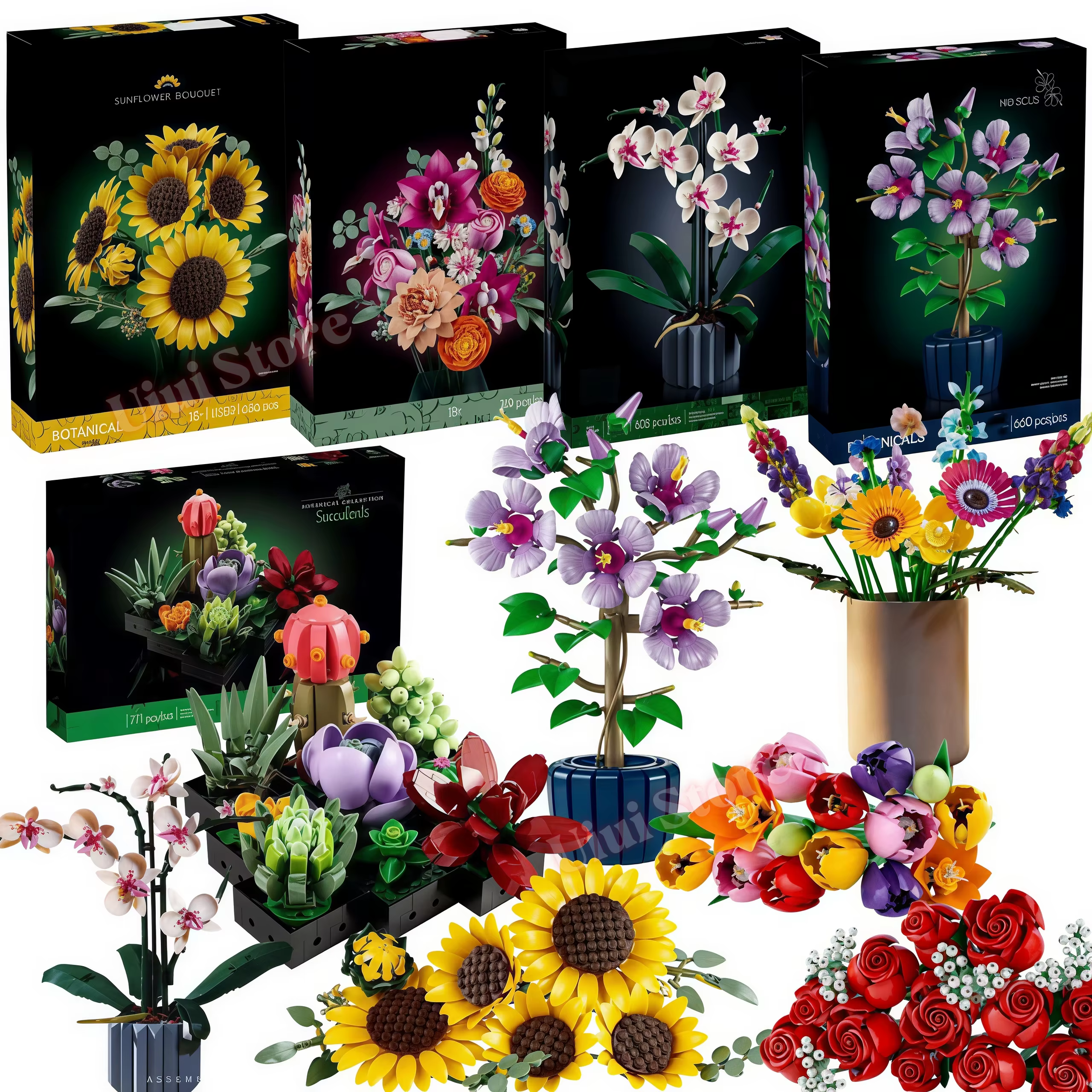 Ensemble de blocs de construction de fleurs artificielles : Orchidée