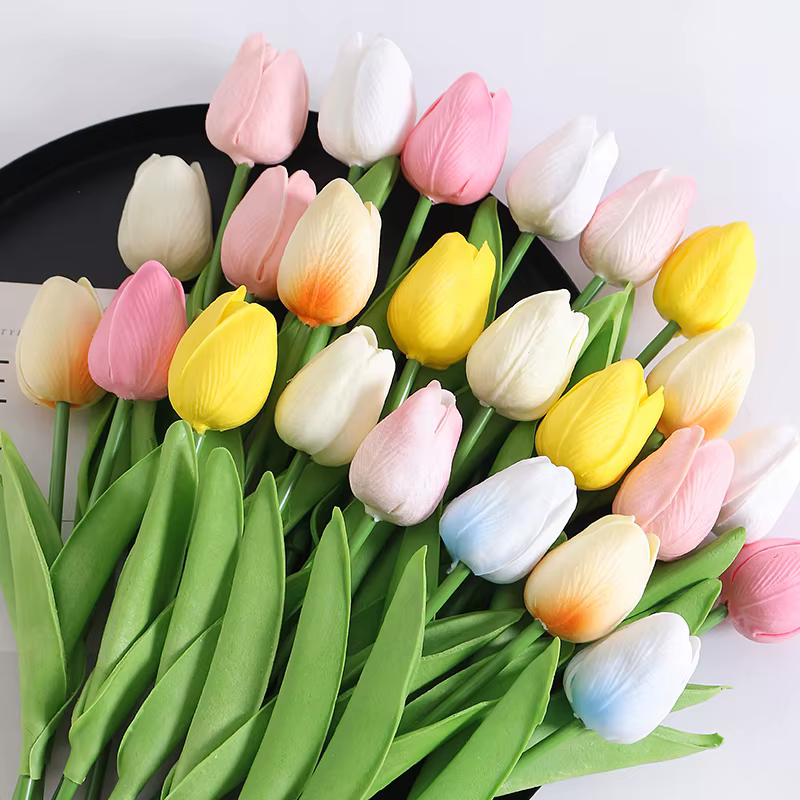 Bouquet de tulipes artificielles au toucher réel