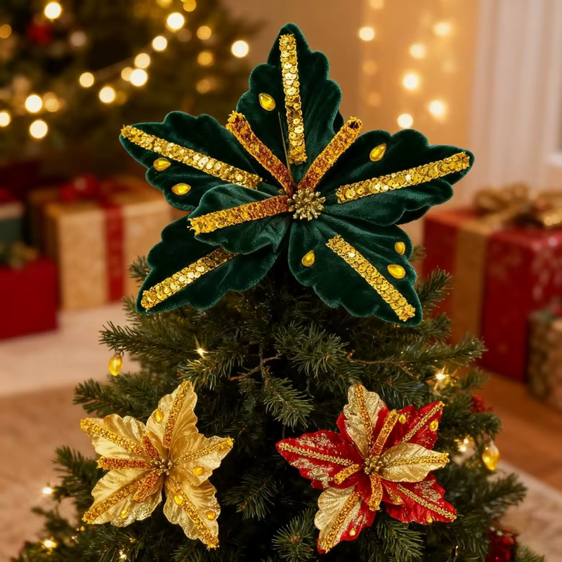 Nouveau produit 31CM fleur de noël artificielle flanelle de haute qualité fausse