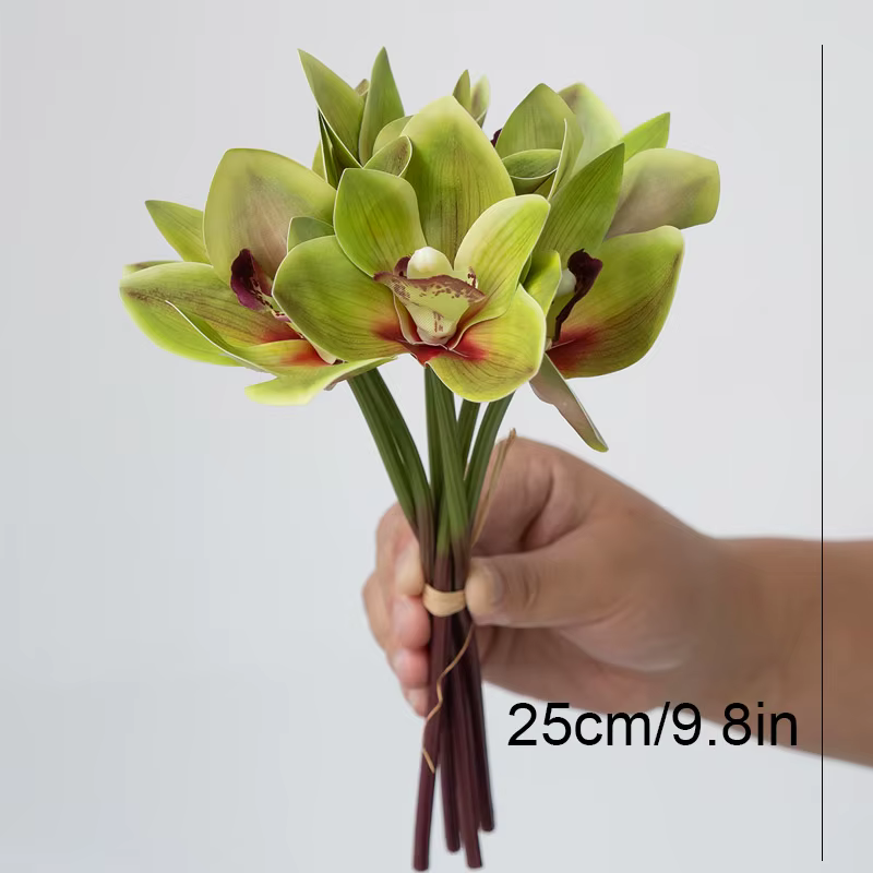 1 Bouquet de 6 fleurs d'orchidées simulées pour décoration de mariage