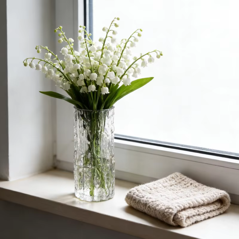 Vase à fleurs en verre texturé effet glacier