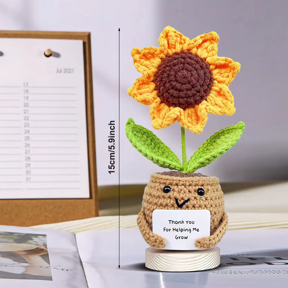 1 pièce de plante de tournesol au crochet en pot