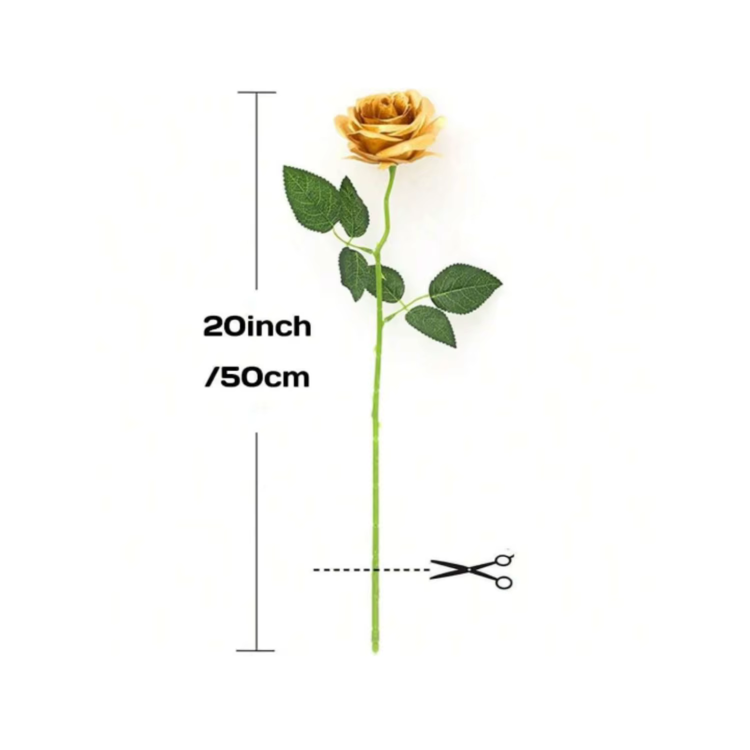 Rose artificielle dorée à longue tige pour la maison