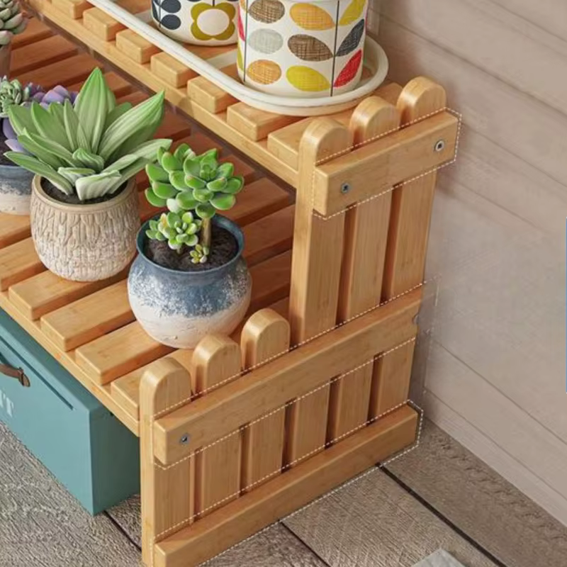 Étagère à plantes décorative en bois pour l'extérieur
