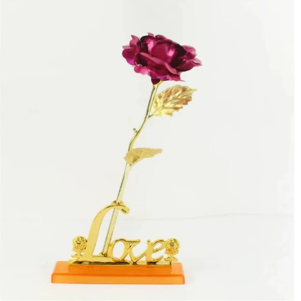 Feuille d'or sûre Rose fleur feuille d'or Rose fleur artificielle Rose fleur Simulation feuille d'or Rose pendentif décor à la maison