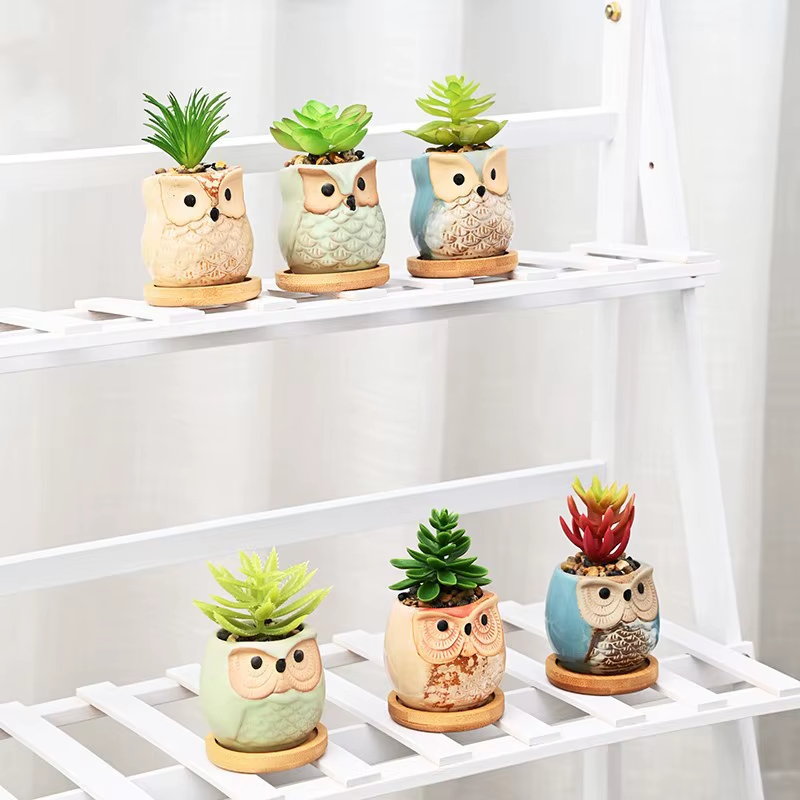 Mini pot de fleurs en céramique créatif avec trou