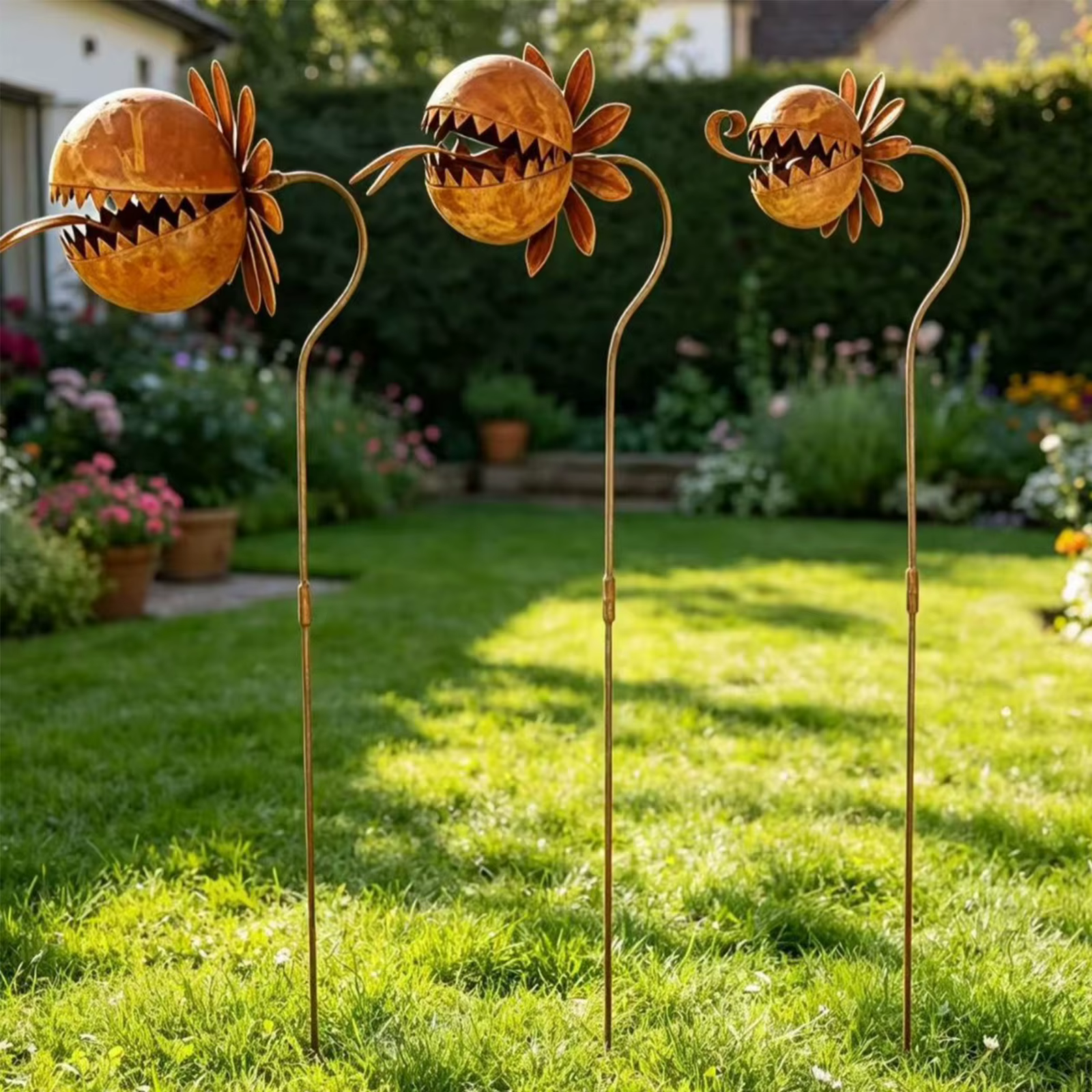 Piquets de jardin en forme de plantes carnivores