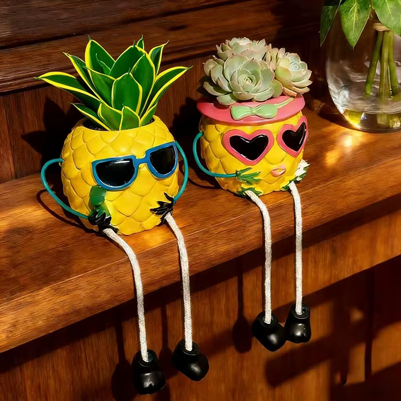 Pot de fleurs créatif en forme de lunettes de soleil et d'ananas