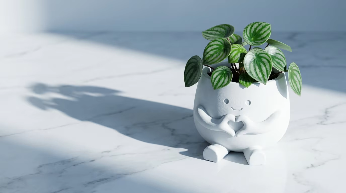 Pot à succulentes miniature imprimé en 3D avec des imperfections mineures