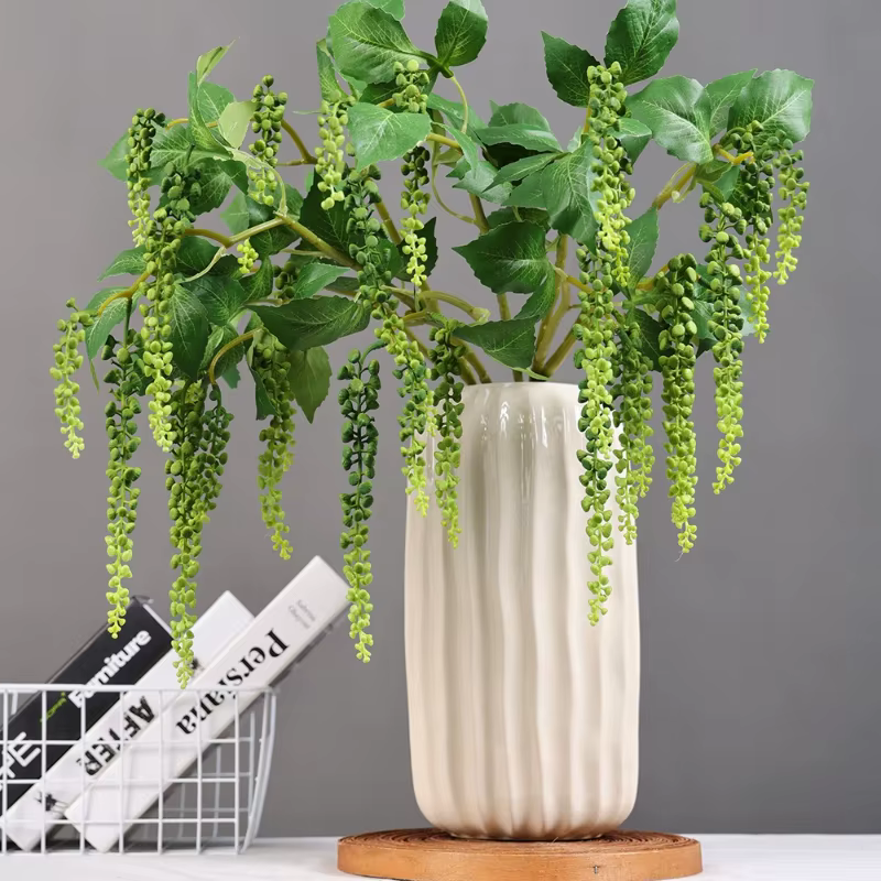 4 pièces de plantes vertes artificielles en plastique à suspendre au mur
