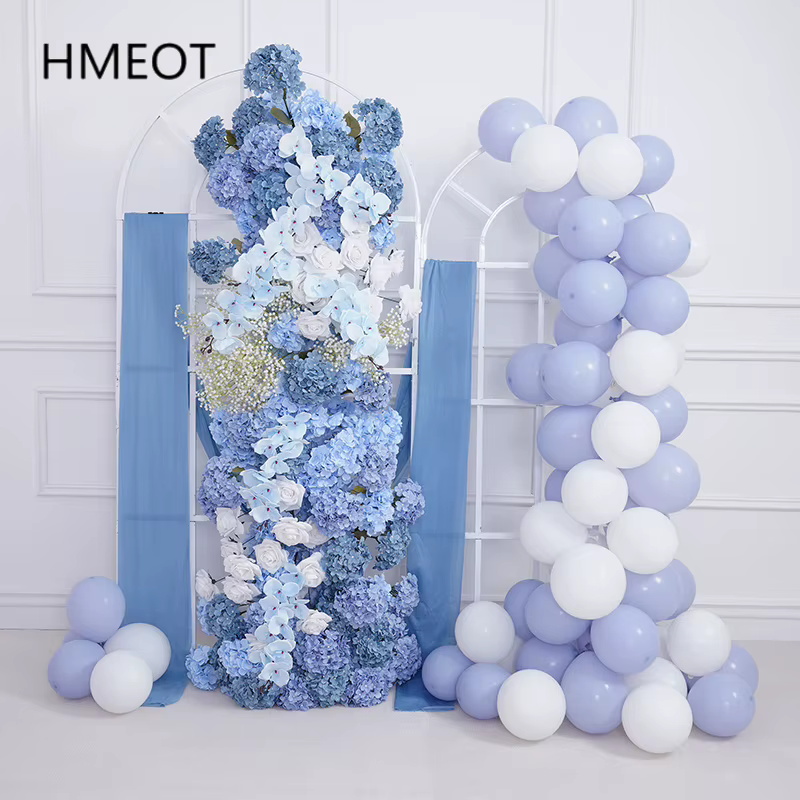 Grand hortensia bleu brume et blanc