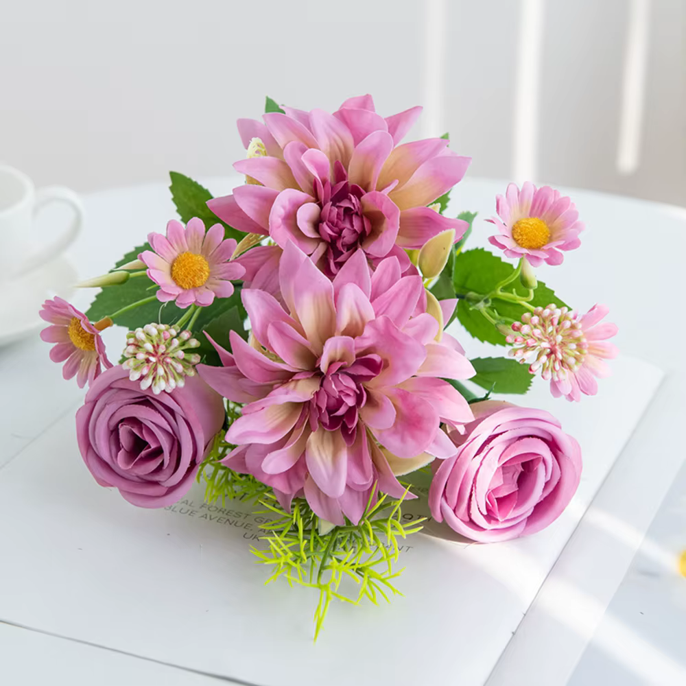 Soie Fleurs Artificielles Dahlia Rose de Haute Qualité Festival Couronne De Mariage Maison Chambre Jardin Cour Décor Bouquet De Mariée Arc DiyGift
