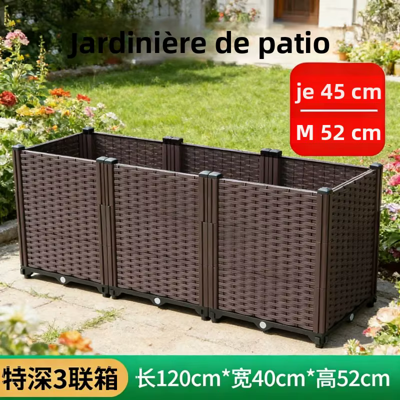 Grande boîte de jardinière à 3 niveaux 120x40x52cm