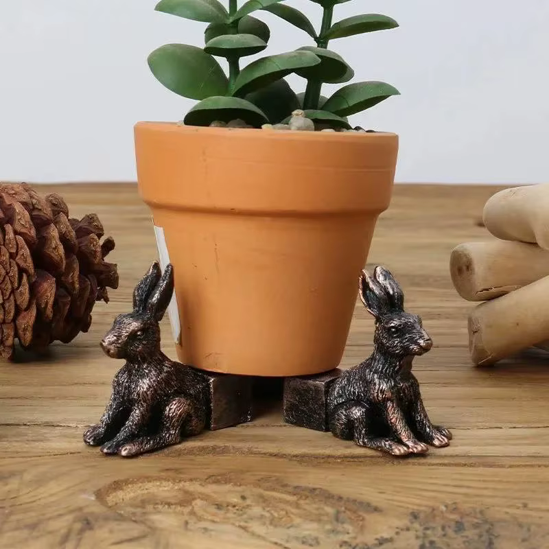 3 pièces Pot de fleur pieds support extérieur jardin résine Pot pied plante bonsaï supports forme animale chat chien lapin Pots de plantes Risers Pad