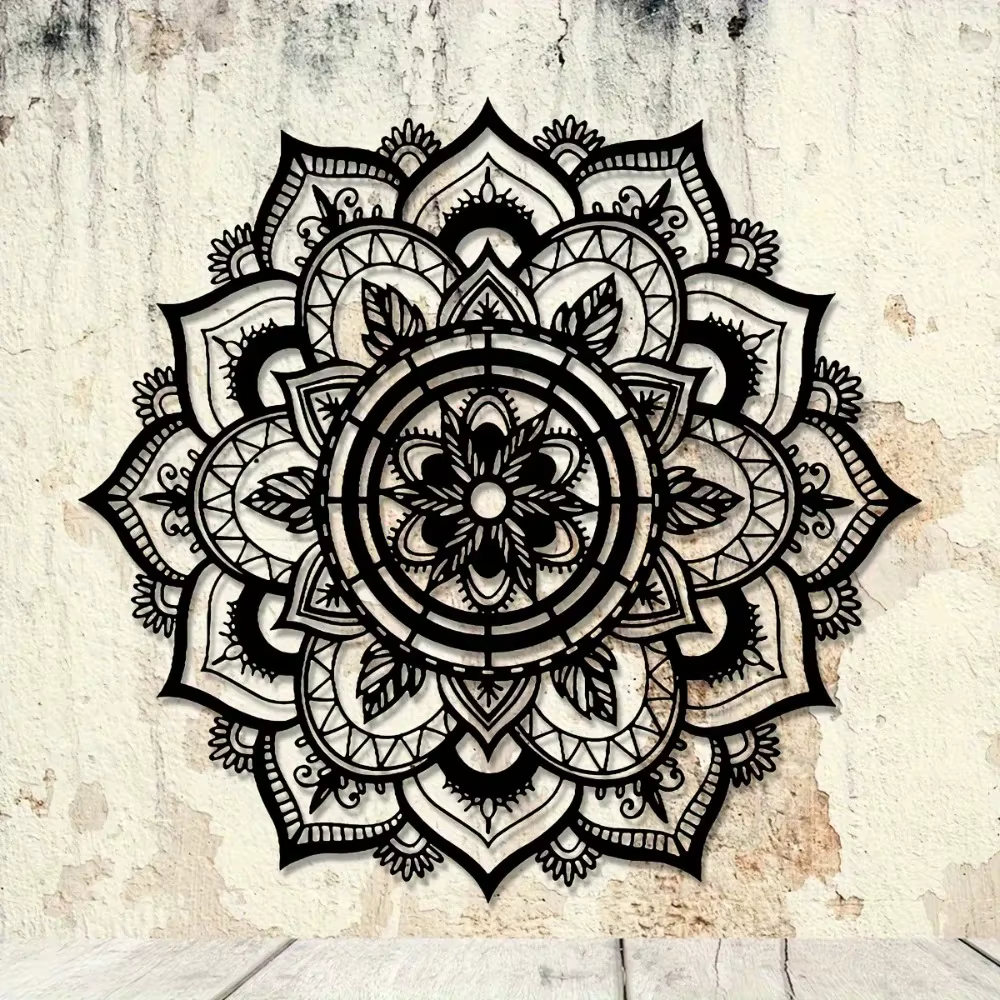 Décoration murale en métal Mandala Bohème Fleur de Lotus Zen pour la maison