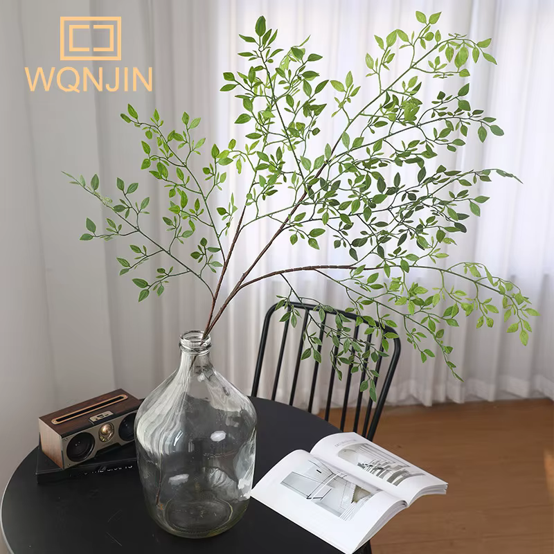 Fleur artificielle plante verte Nandina feuilles de Silicone