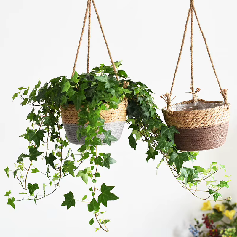 Pot suspendu de jardin en macramé