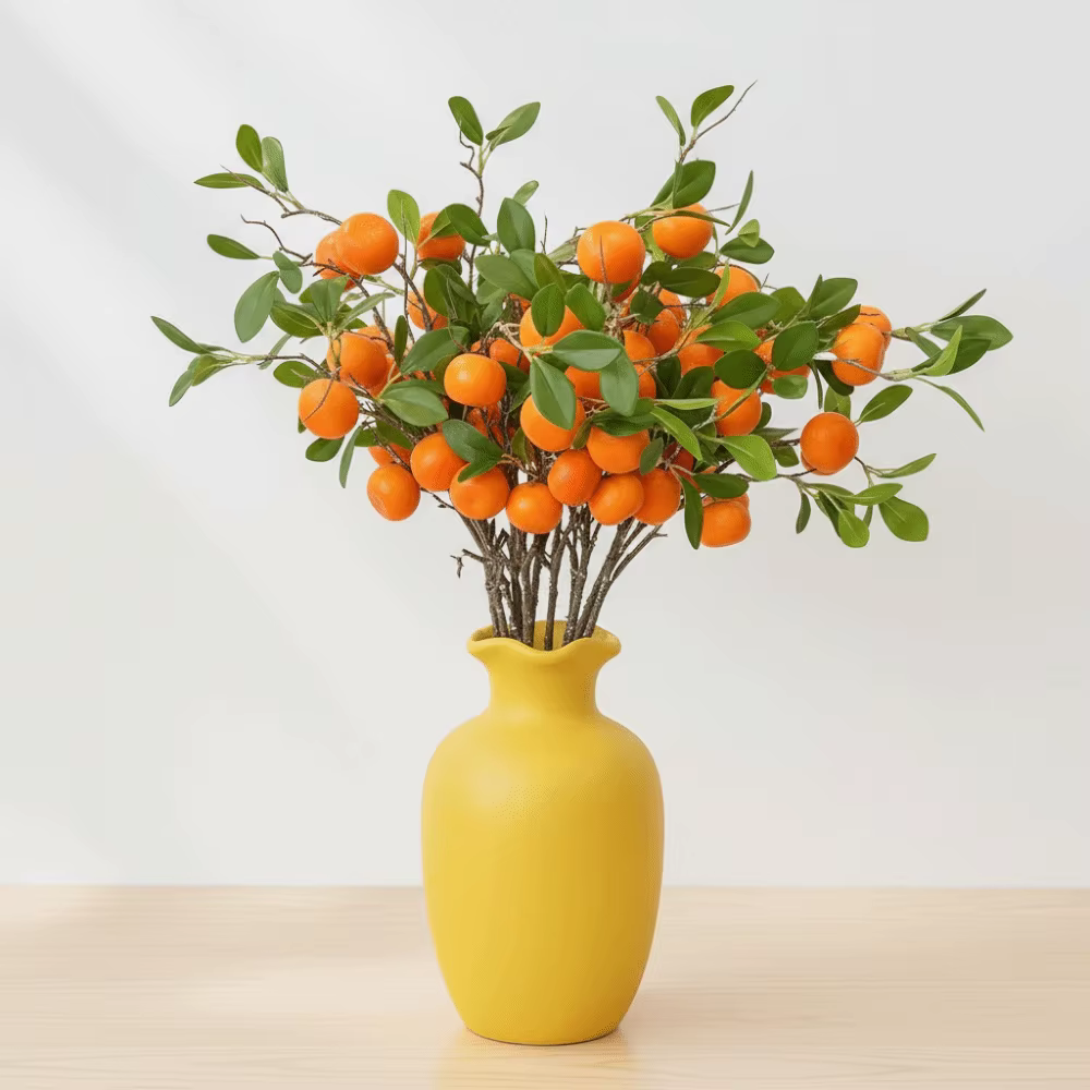 Branche d'Orange Artificielle Feuilles Vertes