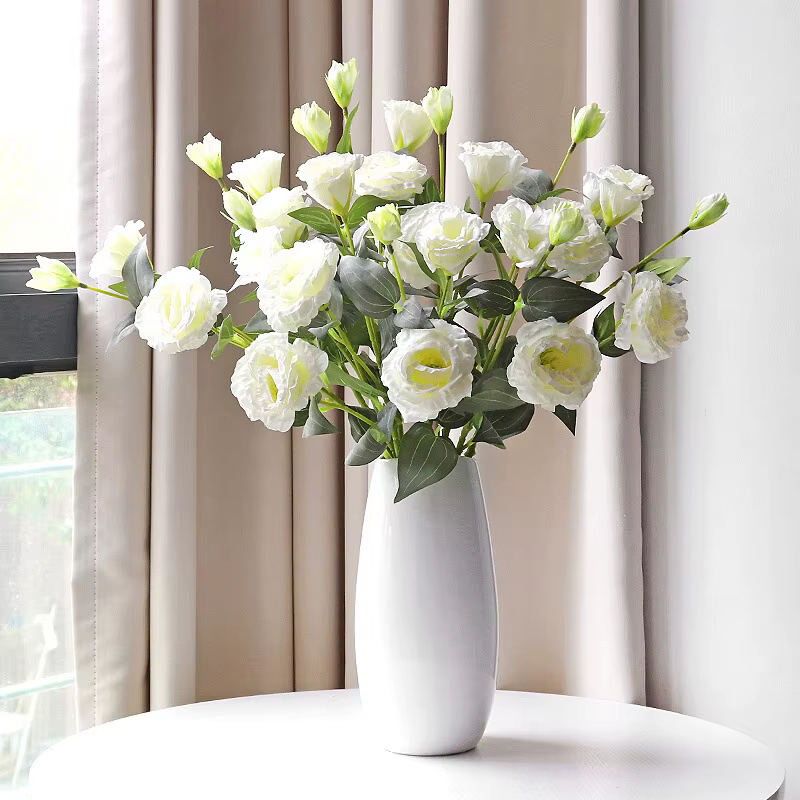 Bouquet de fleurs Eustoma artificielles en soie