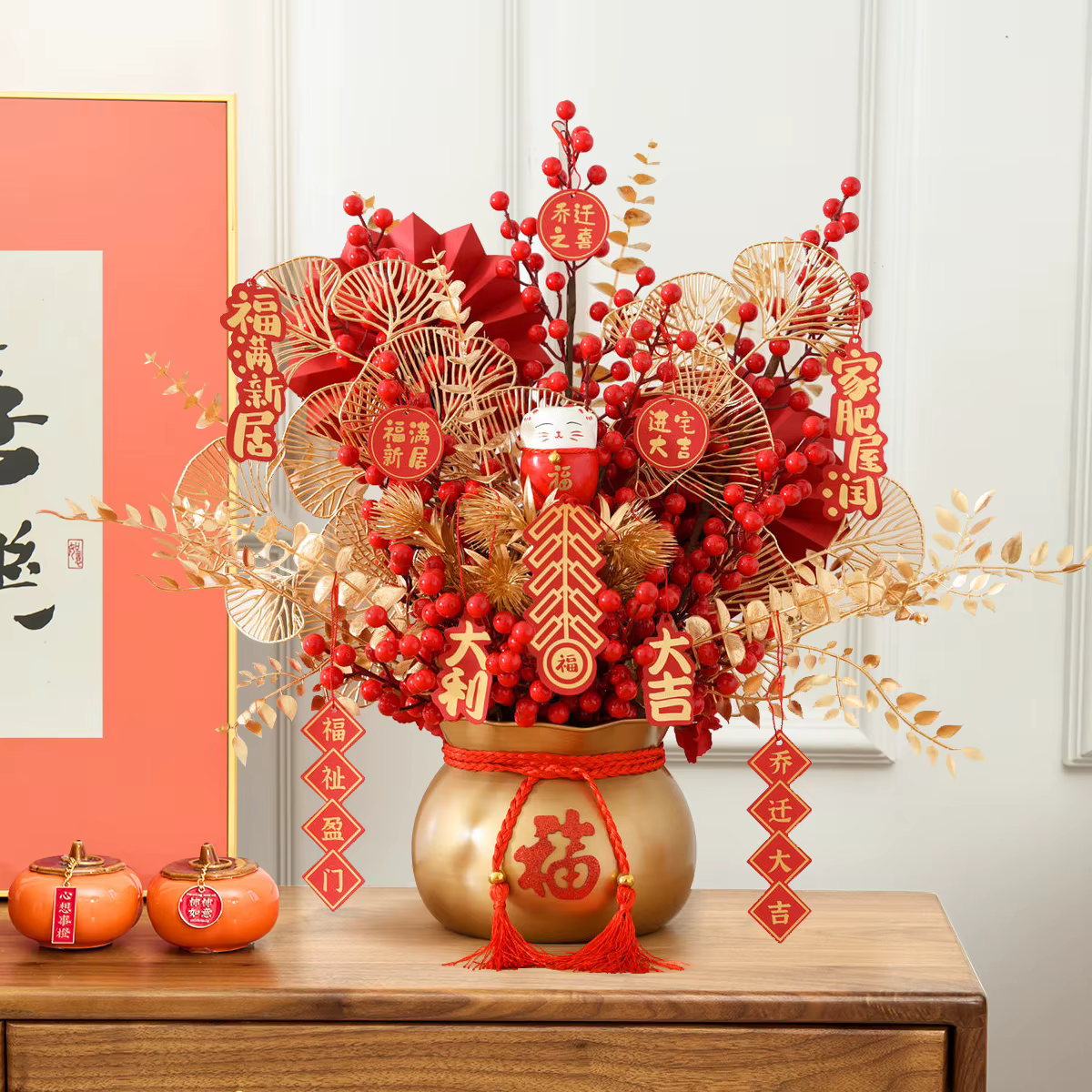Décoration de fête de vacances chinoise fleurs artificielles décor de bureau de maison de noël