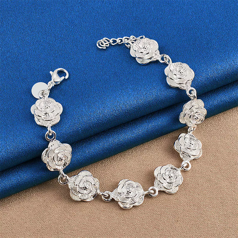 Bracelet luxueux en argent sterling 925 de 8 pouces pour femmes, accessoires de bijoux pour mariage et fête