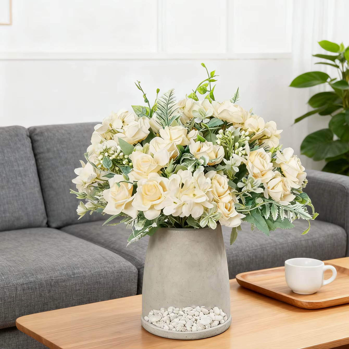 Fleurs Artificielles en Soie Gardenia Hortensia pour Bouquet de Mariage, Décoration de Table, Vase, Guirlande de Fête, Cadeaux DIY, Accessoires Décoratifs