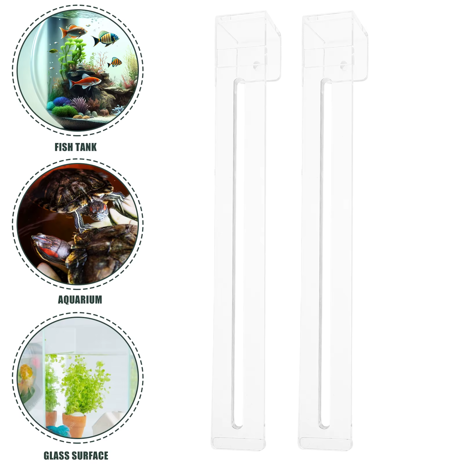 Crochets d'aquarium transparents réglables, plate-forme de se prélasser polyvalente pour tortues, ensemble d'accessoires pour Aquarium Tropical, 2 pièces