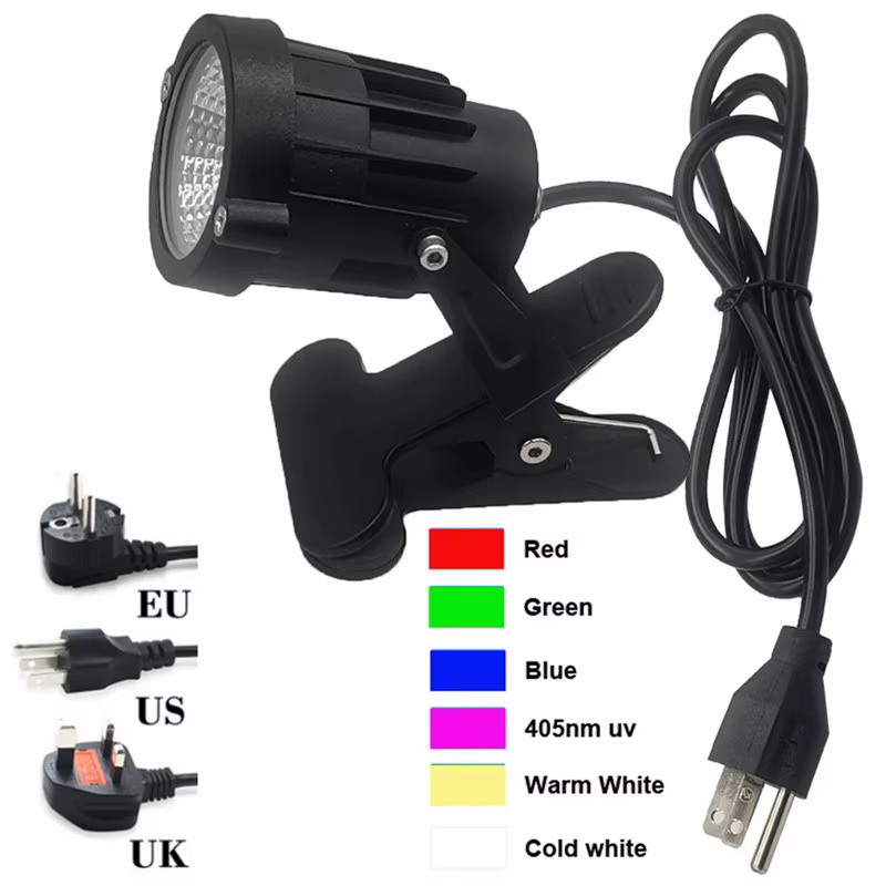 Pince LED Spot intérieur plantes décor Accent éclairage Clip sur lumières Uplight avec prise pour bureau