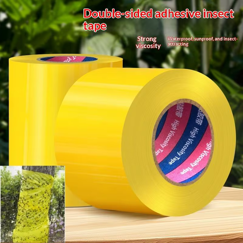 1 rouleau de ruban adhésif double face jaune de 10 m pour le contrôle des parasites du jardin