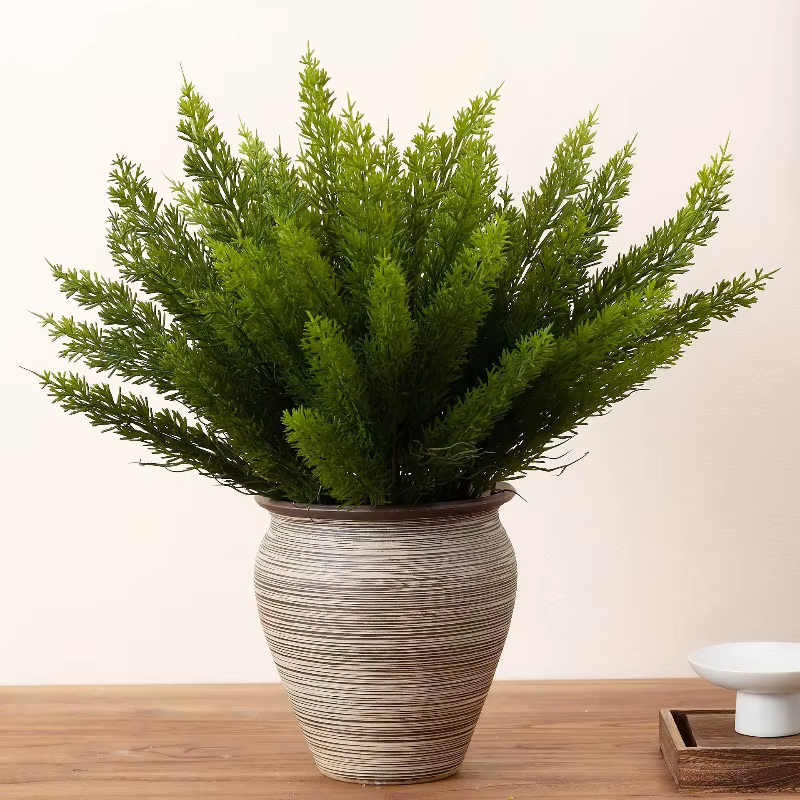 Lot de 3 plantes artificielles en plastique : Bouquet de plante verte simulation