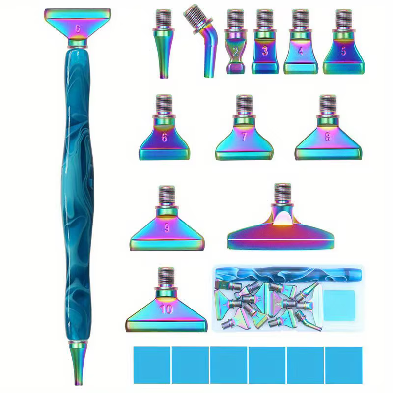 Kit d'accessoires pour stylo de peinture au diamant, 12 embouts métalliques filetés avec 6 pièces de cire à modeler, ensemble d'outils de dessin pour l'art et l'artisanat DIY