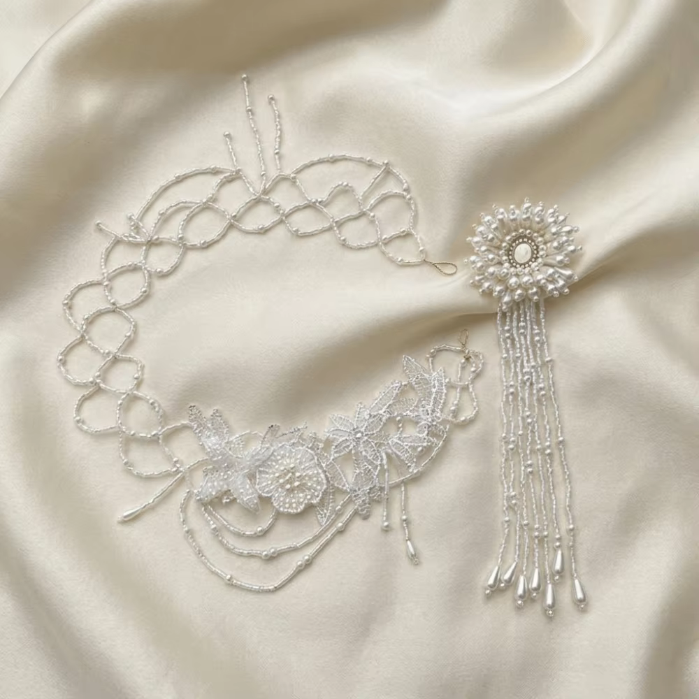 Accessoire Cheveux Style Français Coiffe de Mariée Vintage Chic Bandeau de Mariée Rétro Tendance Coiffe de Mariage Bal de Promo