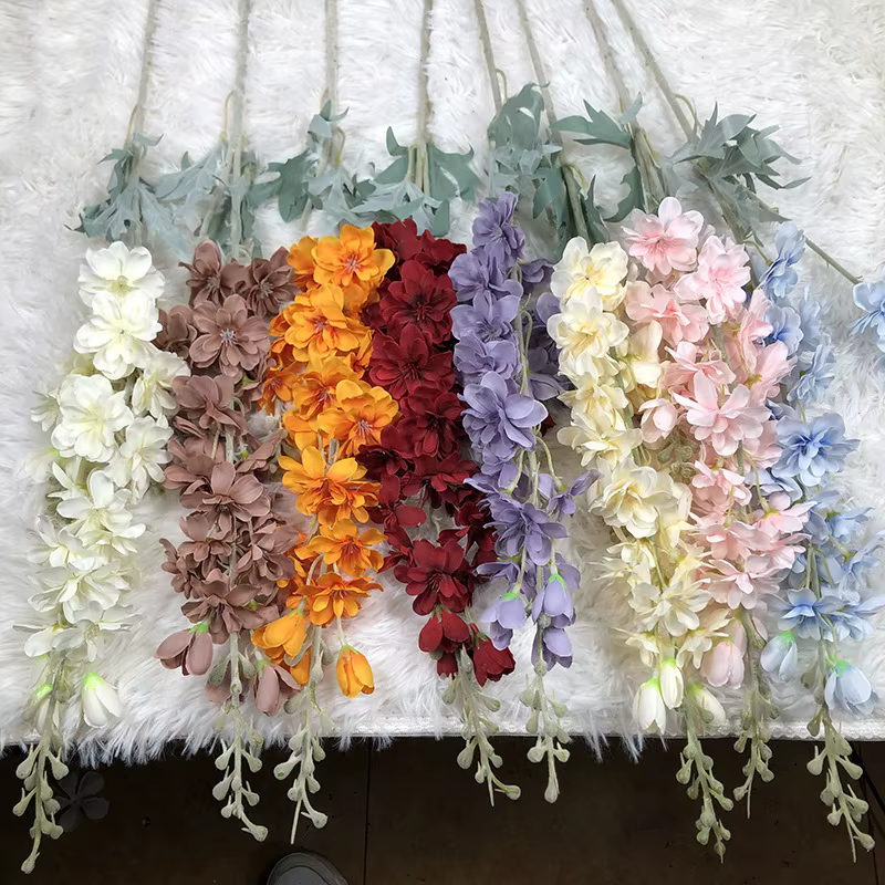 Branche de fleur artificielle Delphinium de 86 cm pour arrangement floral de mariage DIY