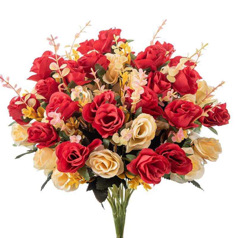 Mini Roses artificielles en soie à 12 têtes