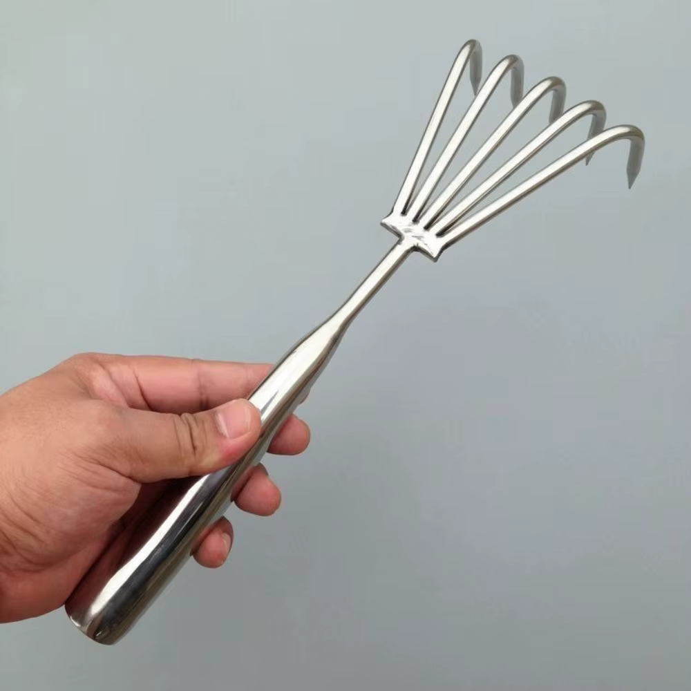 Râteau de jardin manuel 3/5 griffes en acier inoxydable