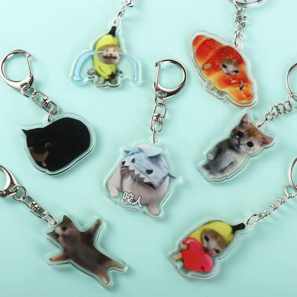 Porte-clés Banana Cat Happy Banana Cat, breloque pour sac à dos, chaîne de téléphone portable Banana Cat, pendentif de bijoux DIY
