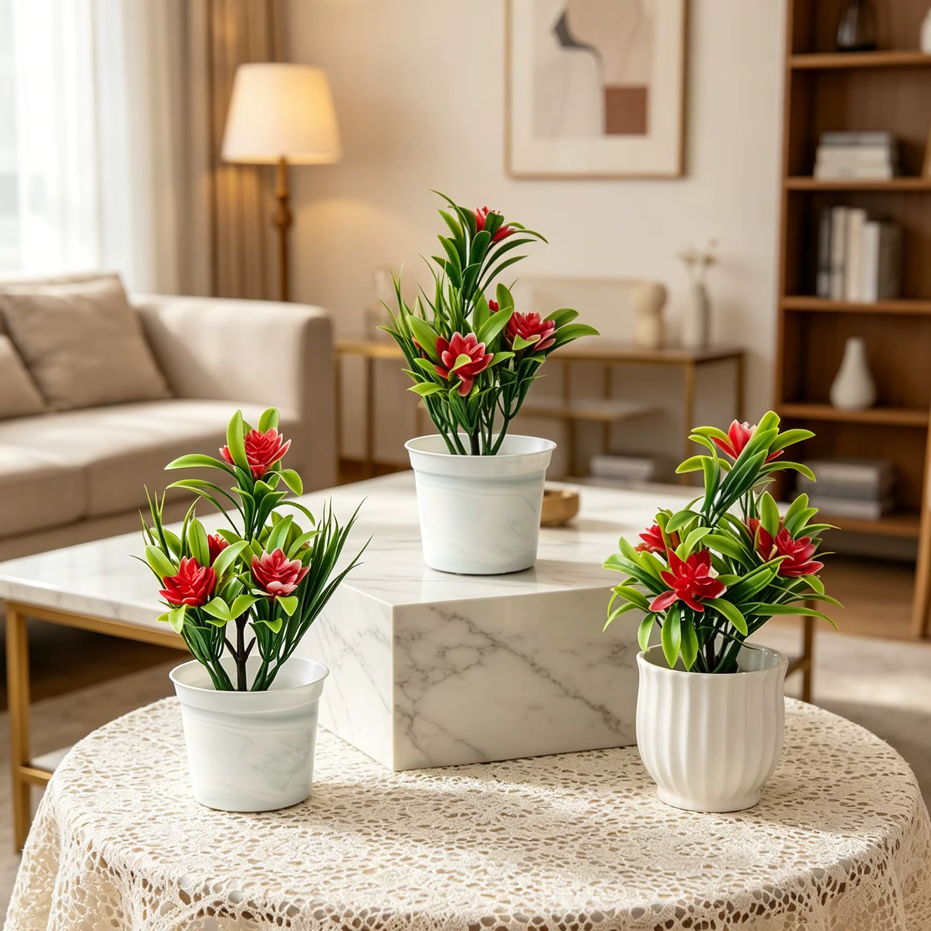 Mini-vase de fleurs artificielles en pot pour la maison