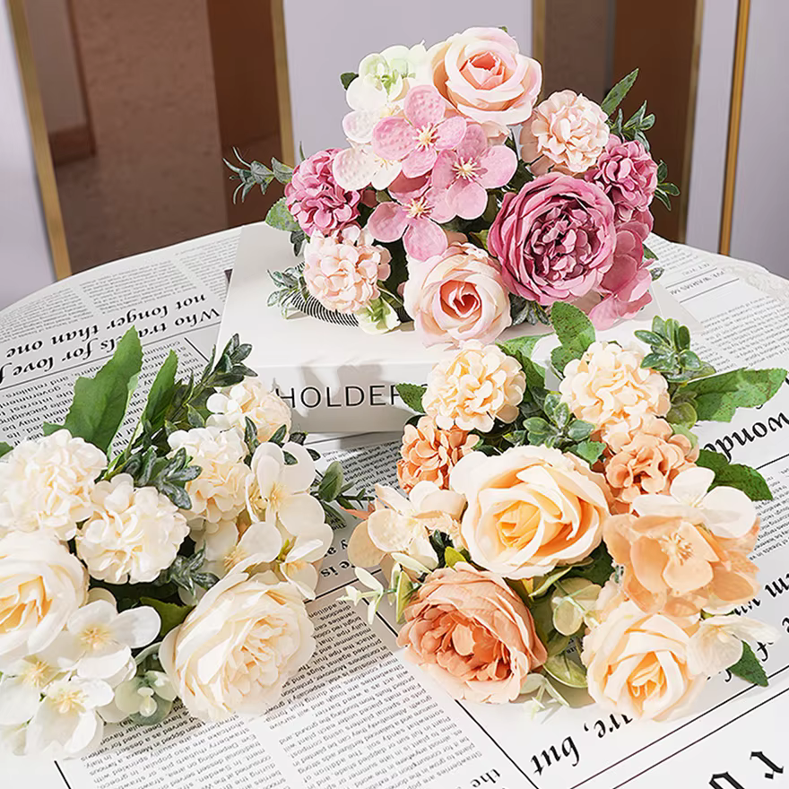 Fleurs artificielles en soie : pivoine