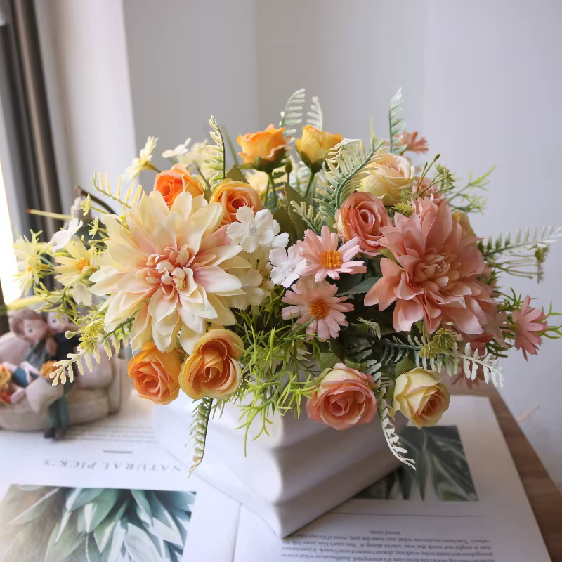 Bouquet de Roses artificielles en soie