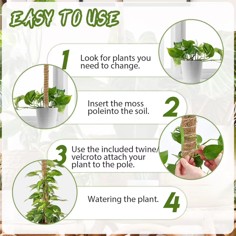 Poteau de mousse pliable pour plantes, Fiber de palmier de noix de coco, Support de plantes Monstera, fait à la main, escalade de Coco, accessoires de jardin DIY
