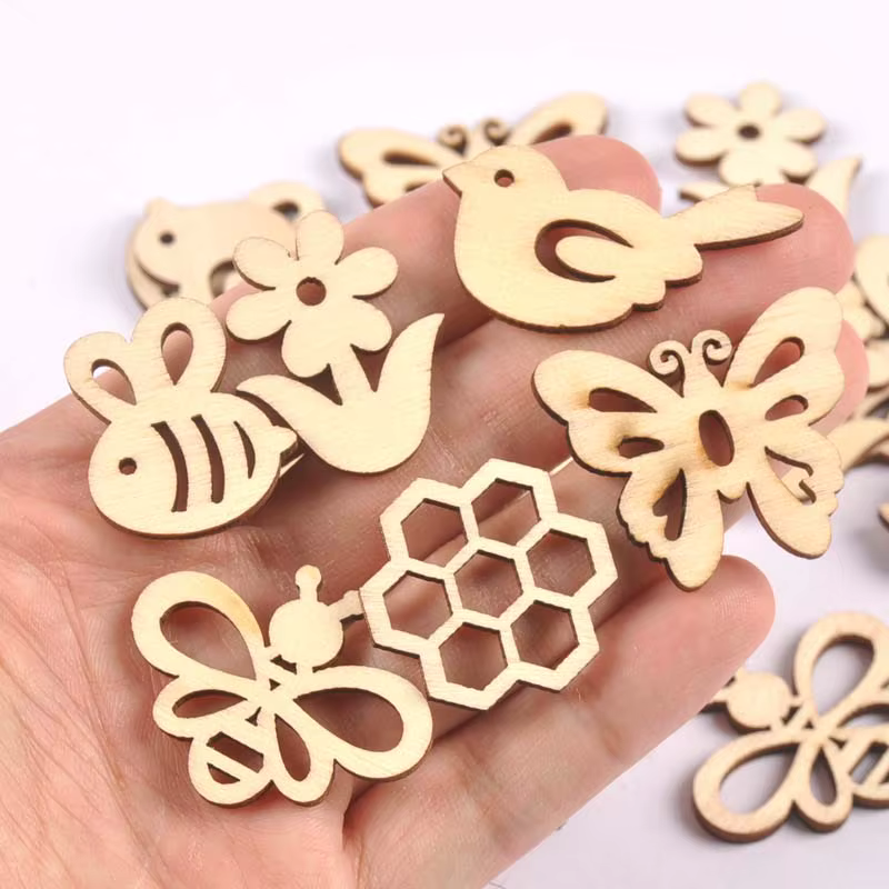 Ours fleur maison copeaux de bois naturel Scrapbooking Carft pour la décoration