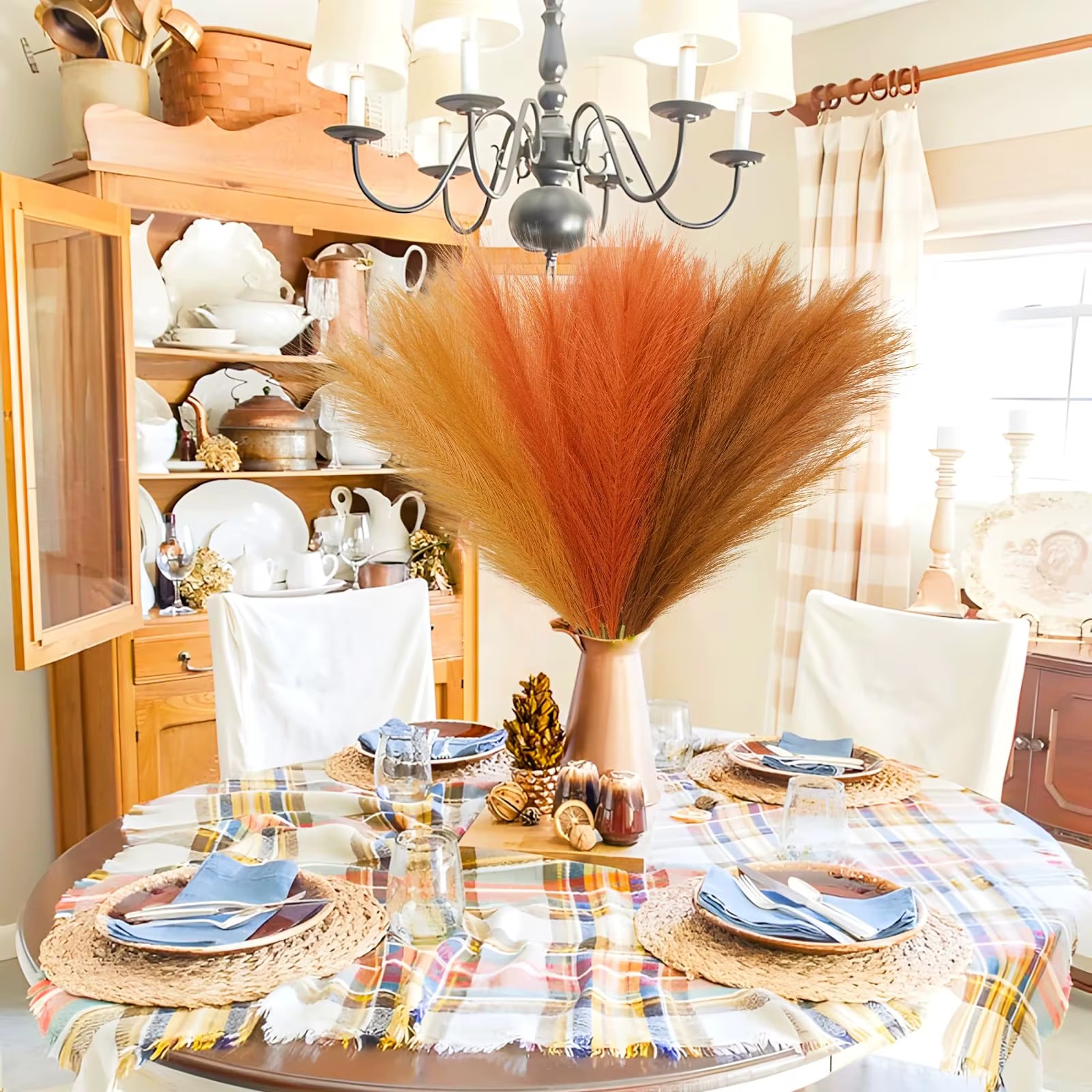 Faux herbe de Pampas artificielle Orange