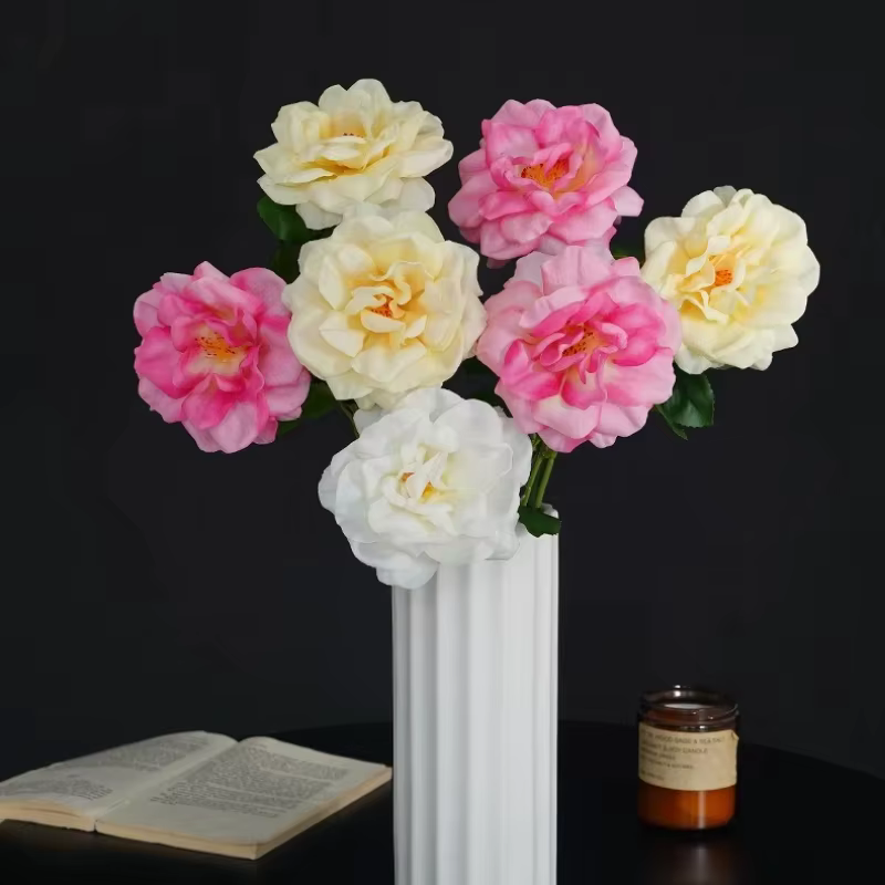 Lot de 5 roses artificielles haut de gamme
