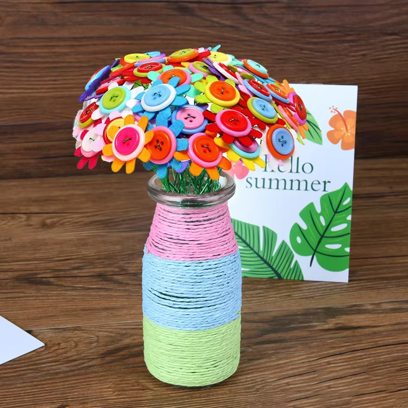 Kit d'artisanat de fleurs avec boutons et vase