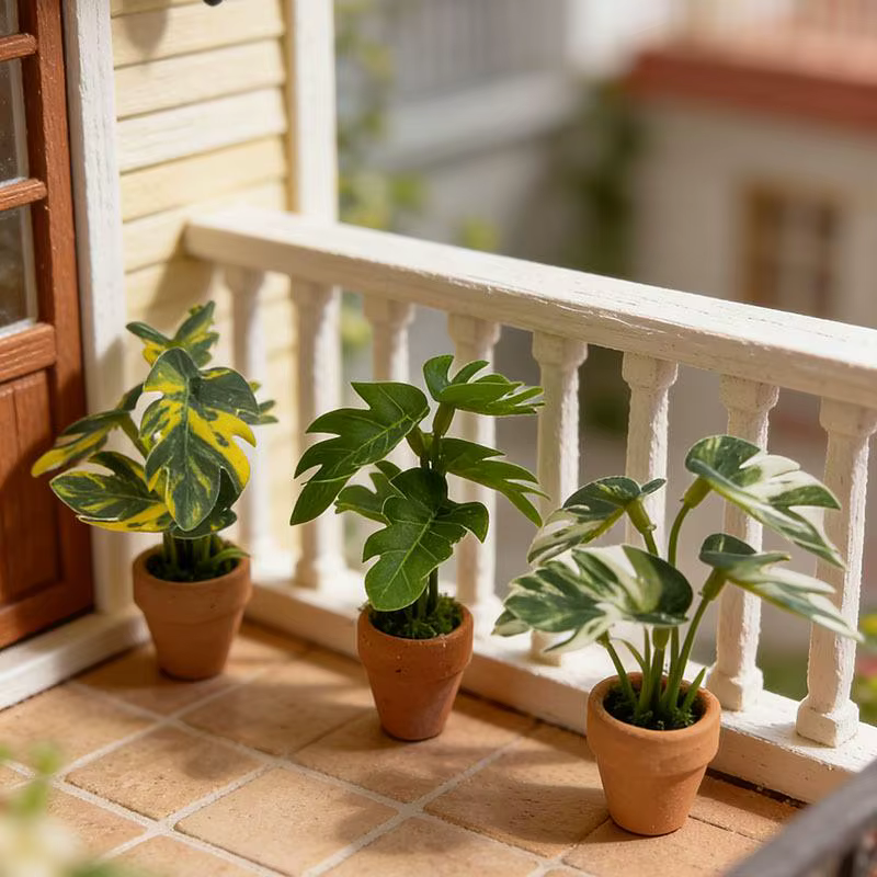 Plantes en pot 1 pièce Décoration d'intérieur Mini Taro Turtle Back Green Dollhouse Style scandinave Modèle photographique
